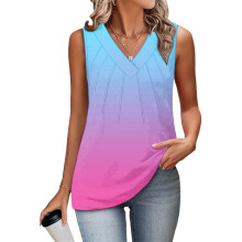 Women's Sleeveless Tops, Loose Fit, V-Neck,-Lavender XXL