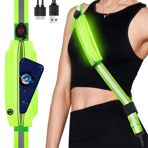 Cinto de corrida refletivo com LED e suporte para celular. 1