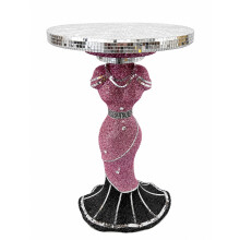 Pink Black Crushed Diamond Side Table 60x40cm