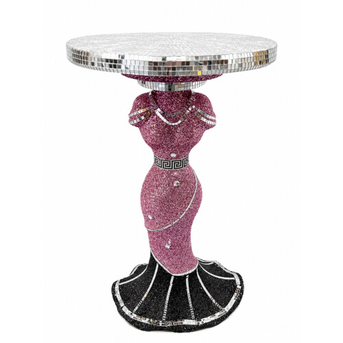 Pink Black Crushed Diamond Side Table 60x40cm