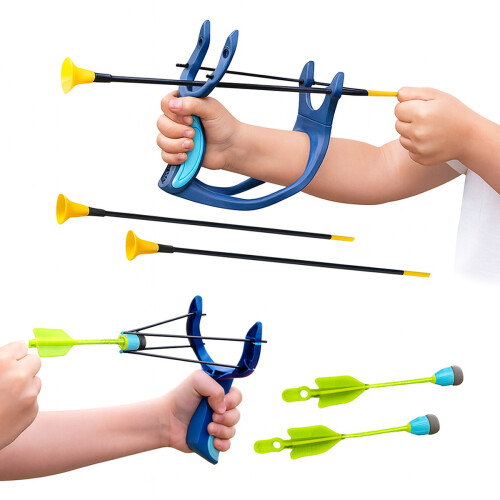 2 in 1 Kids Hand Launcher Bow and Arrow Set