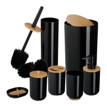 7-Piece Plastic & Bamboo Bathroom Accessories Set