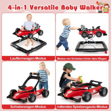4-in-1 säädettävä Baby Walker - Red Car Design