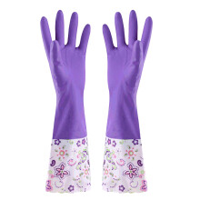 Guanti da pulizia in gomma con stampa floreale, taglia M, viola