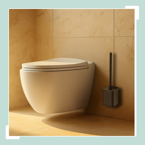 Flat Toilet Brush with Wall-Mounted Holder 1