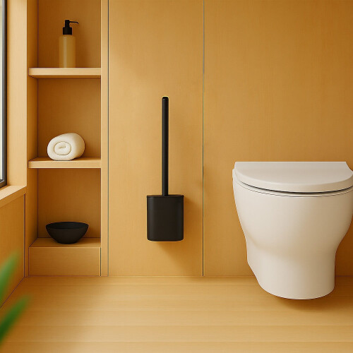 Flat Toilet Brush with Wall-Mounted Holder 2