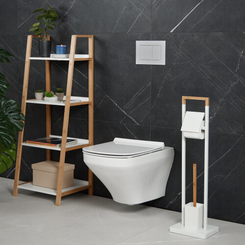 Silla de baño en bambú y acero inoxidable. 2