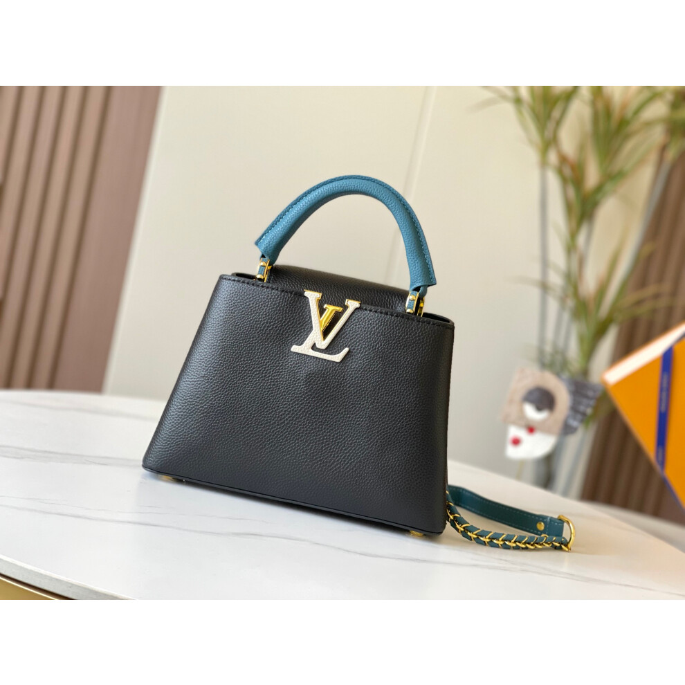 Xhrain Lv Capucines Bb Woven Chain Bag 27×18×9Cm Black