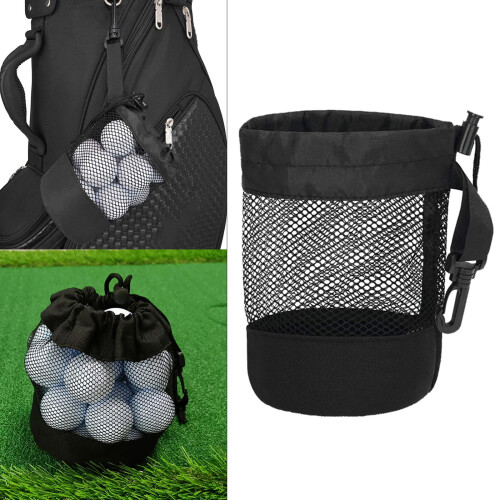 FEAMOS Portable Golf Ball and Tee Storage Net Bag with 1