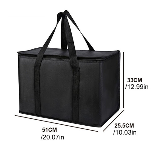 Sacola de compras reutilizável e térmica, preta, 50,8 x 33 x 25,4 cm (20 x 13 x 10 polegadas). 1