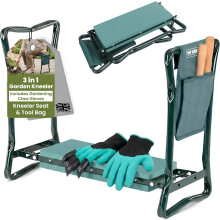 My Garden Kneeler Stool with Handles 3 in 1 Folding Garden Weeding Stool Heavy Duty Kneeling Bench with Tool Bag Claw Gardening Gloves