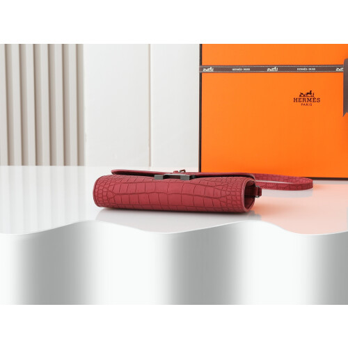 Hermès Constance Long Wallet Red Croc 539-2 2