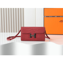 Hermès Constance Long Wallet Red Croc 539-2