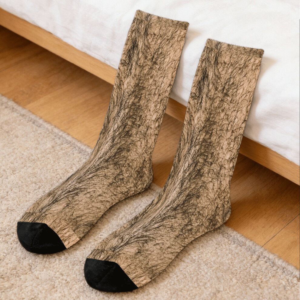 Skesrjtop Funny Hairy Legs Costume Socks - Unisex Novelty With Legs, Machine Washable Thigh-High Or Over-The-Knee