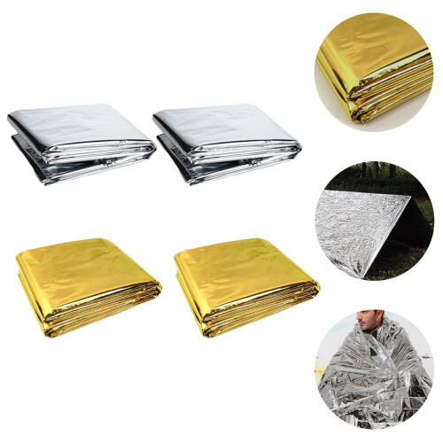 Notfall-Thermodecke Silber 210 x 140 cm (4er-Pack)