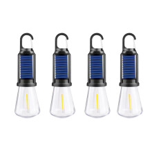 Wiederaufladbare LED-Campinglampe mit Solarbetrieb, Haken, 3 Modi, 4