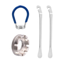 Kit de 4 outils pour le dévoilage des rayons et des jantes de vélo avec démonte-pneus