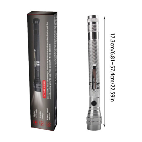 Silver Magnetic Pickup Tool with Light and Retractable 1