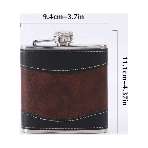 Leather Pattern Hip Flask Stainless Steel 6 oz 1