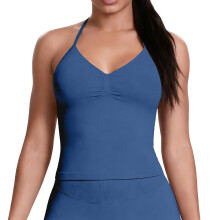 Women’s Longline Strappy Sports Bra Workout Top-gray blue M