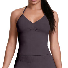 Women’s Longline Strappy Sports Bra Workout-chocolate brown XS