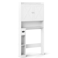 Mueble de almacenamiento para inodoro con estantes ajustables, color blanco