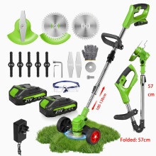 Foldable Cordless Grass Trimmer Strimmer Garden Edger Cutter with 2x 21V Battery