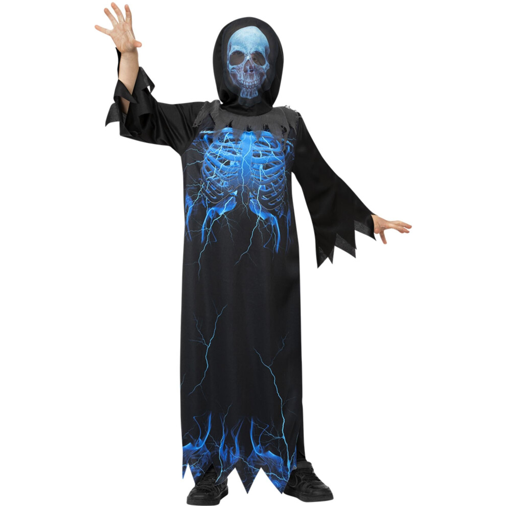 Photos - Fancy Dress ) Midnight Skeleton Reaper Costume(Small (Age 4-6)