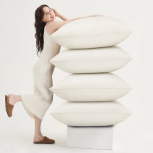 (Pack of 4, Plain Velvet Filled Cushion White) Luxury Velvet Filled Cushions Pack of 1, 2 & 4 Quilted Cushion Pads