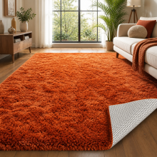 (Rust Shaggy, 200 x 290 cm (6ft 7in x 9ft 3in)) Xtra Large Nonslip Rugs Shaggy Fluffy Soft Traditional Carpets for Livingroom & Bedroom