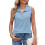 Women's solid color zippered collar loose vest-Sky Blue L 1