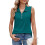 Women's solid color zippered collar loose-malachite green XXL 1
