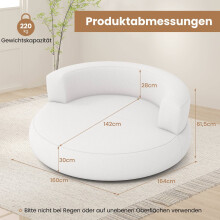 Aufblasbares Sofa mit abnehmbarem Bezug, 142 cm, Weiß