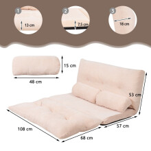Verstellbares Bodenschlafsofa mit 2 Kissen, Beige