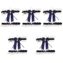 5Sets Dark Blue Lace Bride Garters Wedding Leg Bands Comfortable