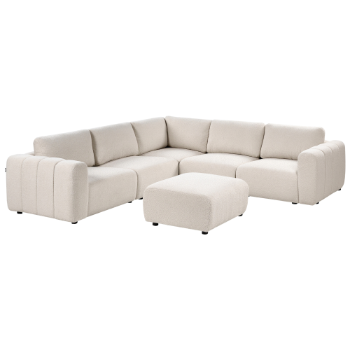 Beliani Modular Corner Sofa 5 Seater KIVVIK with Ottoman Boucle Off-White Right Hand 2