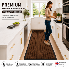 (Brown, 80 x 150 cm (31.49" x 59")) Non Slip PVC Rubber Doormats Kitchen Hallway Runner Rugs