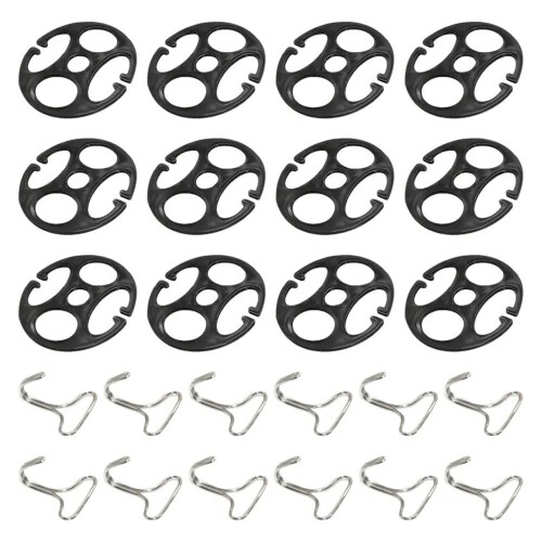 Easy Installation 12pcs Chuck and 12pcs Hook Locking Clip-Black
