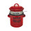Double Handle Bacons Grease Container with Strainer and-Red 1