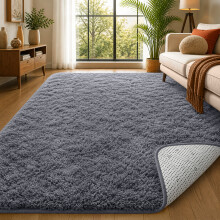 (200cm x 290cm (6ft 7" x 9ft 6"), Grey Shaggy Rugs) Fluffy Rug Non-Slip Shaggy Rugs Living Room Carpet