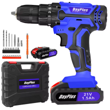 21V Cordless Electric Drill Driver Kit with 1500mAh Lithium-ion Battery 26pcs Free Accessories Dual Speed Driver 25+1 Torque Power Dril