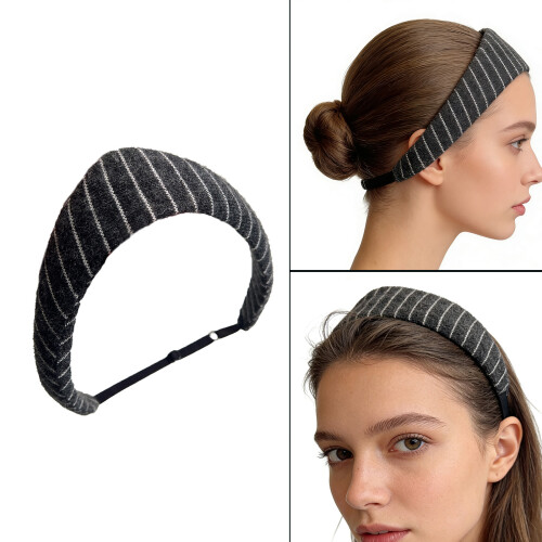 Fashion Headbands With Stripe Pattern-Red and gray stripes 2