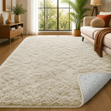 (200cm x 290cm (6ft 7" x 9ft 6"), Cream Shaggy Rugs) Fluffy Rug Non-Slip Shaggy Rugs Living Room Carpet