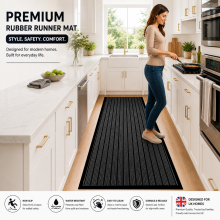 (50 x 80 cm (1ft 8 in x 2 ft 4in), Grey) Heavy Duty Runner Rugs Nonslip Durable Large Door Mats