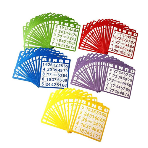 5 Color Reusable Bingo Game Card Thick Paperboard Sheets Ideal