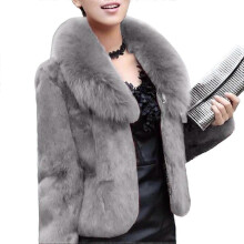(XL, Light grey) Women's Faux Fox Fur Coat Jacket Thick Warm Faux Fur Ouear With Pockets For Daily Life Clubwear