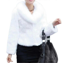 (XL, White) Women's Faux Fox Fur Coat Jacket Thick Warm Faux Fur Ouear With Pockets For Daily Life Clubwear