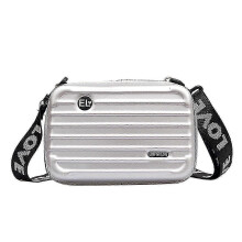 (Silver) Bestseller NEW Hard Shell Cosmetic Bags For Women,mini Suitcase Shape Crossbody Bag Shoulder Bag,gift For Women