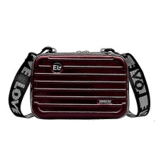 (Claret) Bestseller NEW Hard Shell Cosmetic Bags For Women,mini Suitcase Shape Crossbody Bag Shoulder Bag,gift For Women