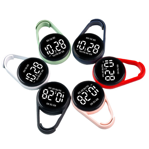 Pocket Sized LED Digital Pocket Clock Keychain Clip For-Green 1